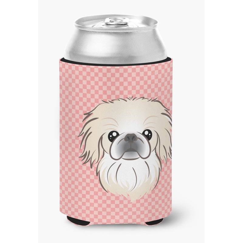 Caroline's Treasures Checkerboard Pink Pekingese Can or Bottle Hugger BB1221CC 