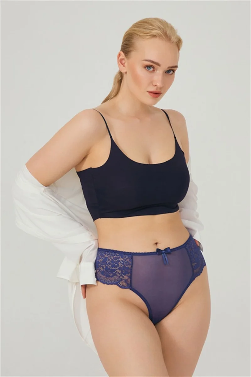 COTTONHILL Lace Tulle Detail Plus Size Women's Brazilian 7-Pack Panties
