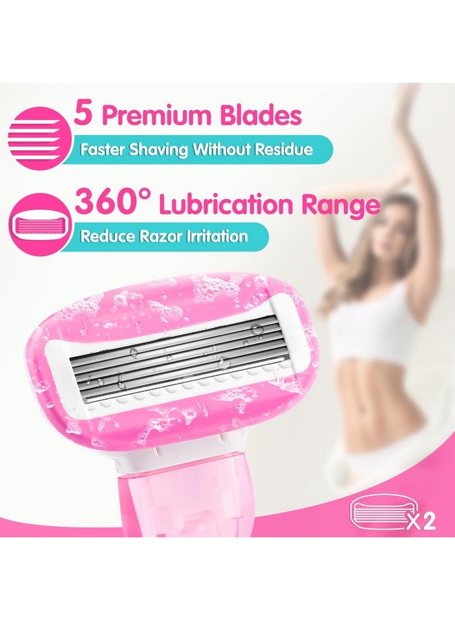 DreamGenius Travel Razors For Women Include 1 Handle And 2 Cartridges Portable 5Blade Mini Razor With Travel Case The Best Travel Size Toiletries For Women Pink - Image 2