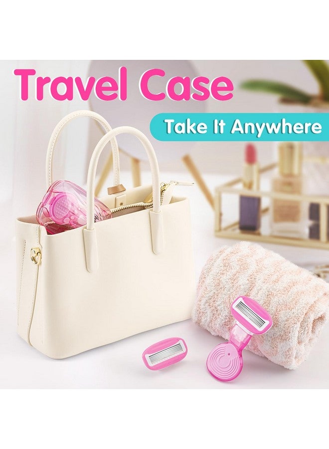 DreamGenius Travel Razors For Women Include 1 Handle And 2 Cartridges Portable 5Blade Mini Razor With Travel Case The Best Travel Size Toiletries For Women Pink - Image 5