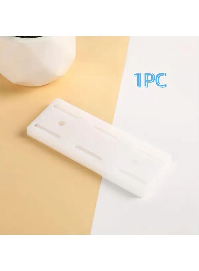 White Wall Mounted Power Strip Holder With Hooks Cable Clips Damage Free Installation - Image 1