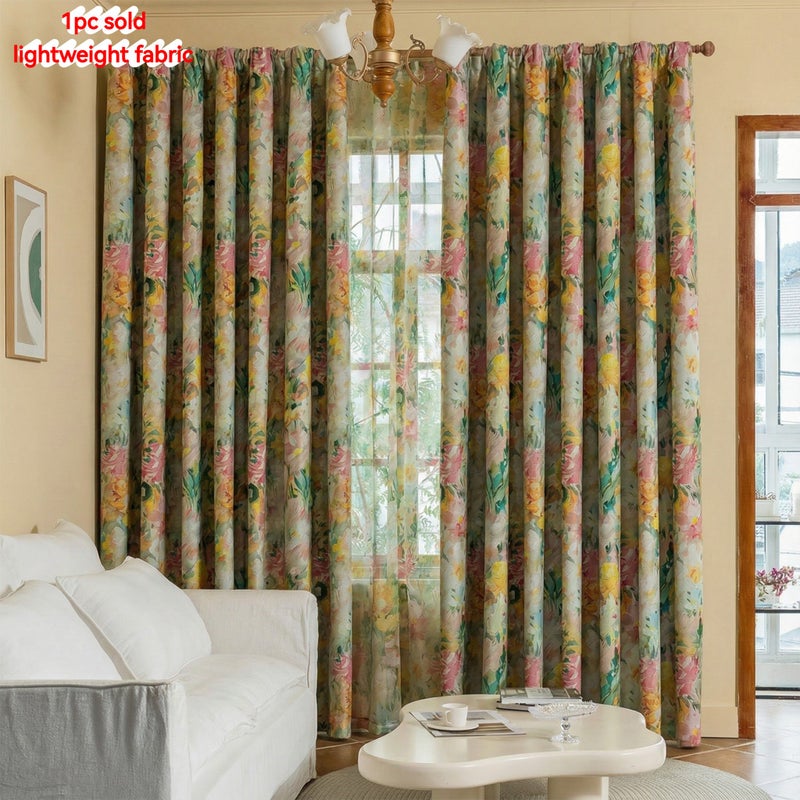 Watercolor Rose Blackout Rod Pocket Curtain 39x51 Inch - Image 1