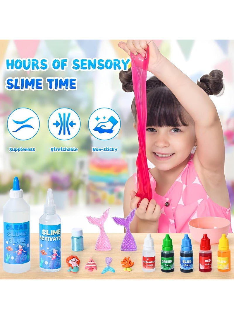 Mermaid Slime Kit for Kids Fun Soft and Non-Sticky Butter Slime Making Kit Toy for Kids Age 8-12 Birthday Party Favors DIY Educational Craft Stress Relief Toys for Girls and Boys - Image 2