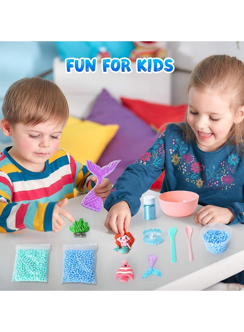 Mermaid Slime Kit for Kids Fun Soft and Non-Sticky Butter Slime Making Kit Toy for Kids Age 8-12 Birthday Party Favors DIY Educational Craft Stress Relief Toys for Girls and Boys - Image 3