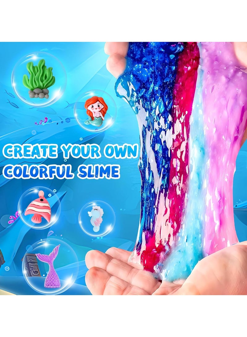 Mermaid Slime Kit for Kids Fun Soft and Non-Sticky Butter Slime Making Kit Toy for Kids Age 8-12 Birthday Party Favors DIY Educational Craft Stress Relief Toys for Girls and Boys - Image 5