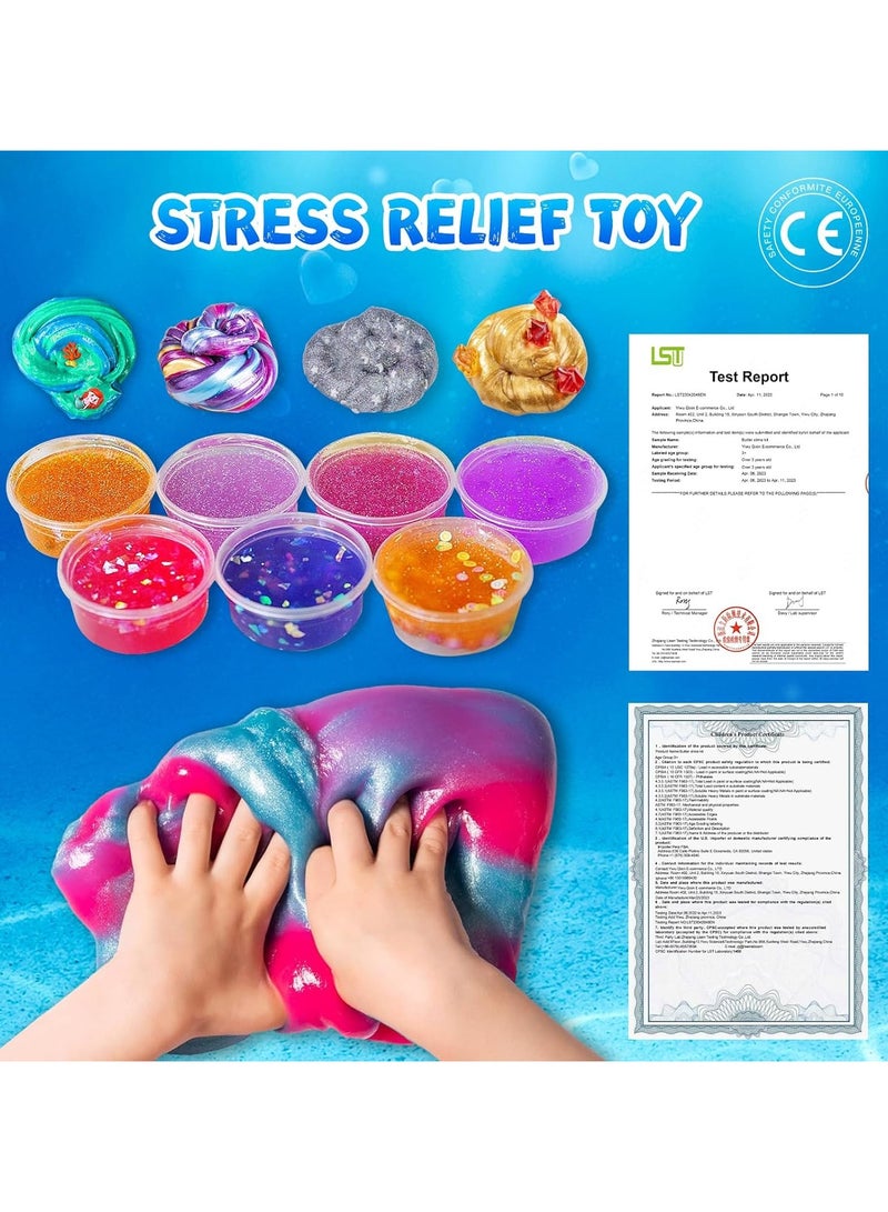 Mermaid Slime Kit for Kids Fun Soft and Non-Sticky Butter Slime Making Kit Toy for Kids Age 8-12 Birthday Party Favors DIY Educational Craft Stress Relief Toys for Girls and Boys - Image 4