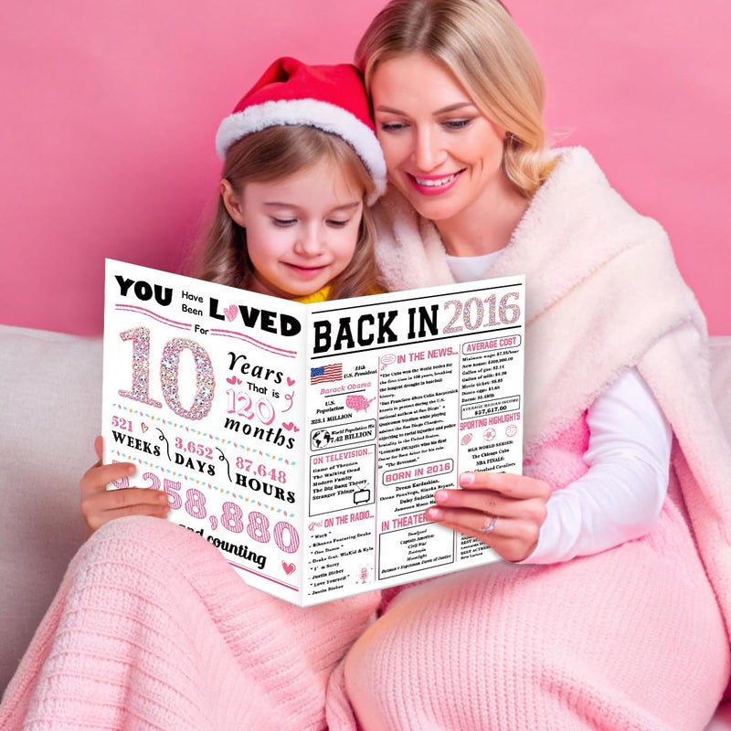 ATTLVV 10th Birthday Card, Funny 10th Birthday Decorations for Girls, Happy 10 Year Old Birthday Gift for Daughter,Great 10th Birthday Gifts Idea for Her - Image 2