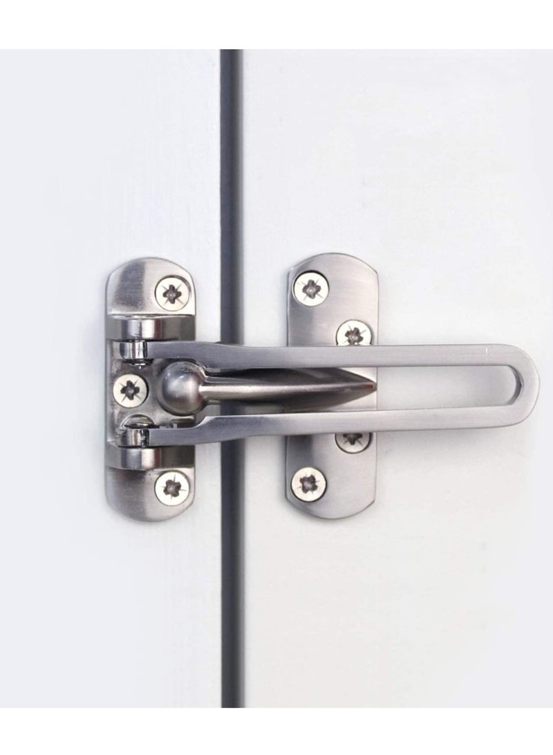 Zikra Door Lock Latch, Home Security Door Lock Swing Bar Door Guard for Kids, Hotel Door Latch, Thicken Solid Zinc Alloy Reinforcement Lock, Silver 2 Pack - Image 2