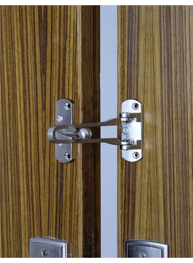 Zikra Door Lock Latch, Home Security Door Lock Swing Bar Door Guard for Kids, Hotel Door Latch, Thicken Solid Zinc Alloy Reinforcement Lock, Silver 2 Pack - Image 3