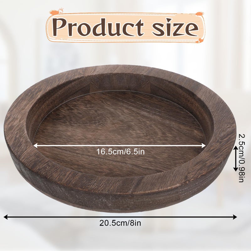 Eldraqth Round Rustic Wood Tray for Decor Candle Holder Tray Wooden Serving Trayes for Coffee Table and Home Decor Small Serving Trays for Centerpiece Table Decorations Circle Dining Tables Trays(8.07 in) - Image 3