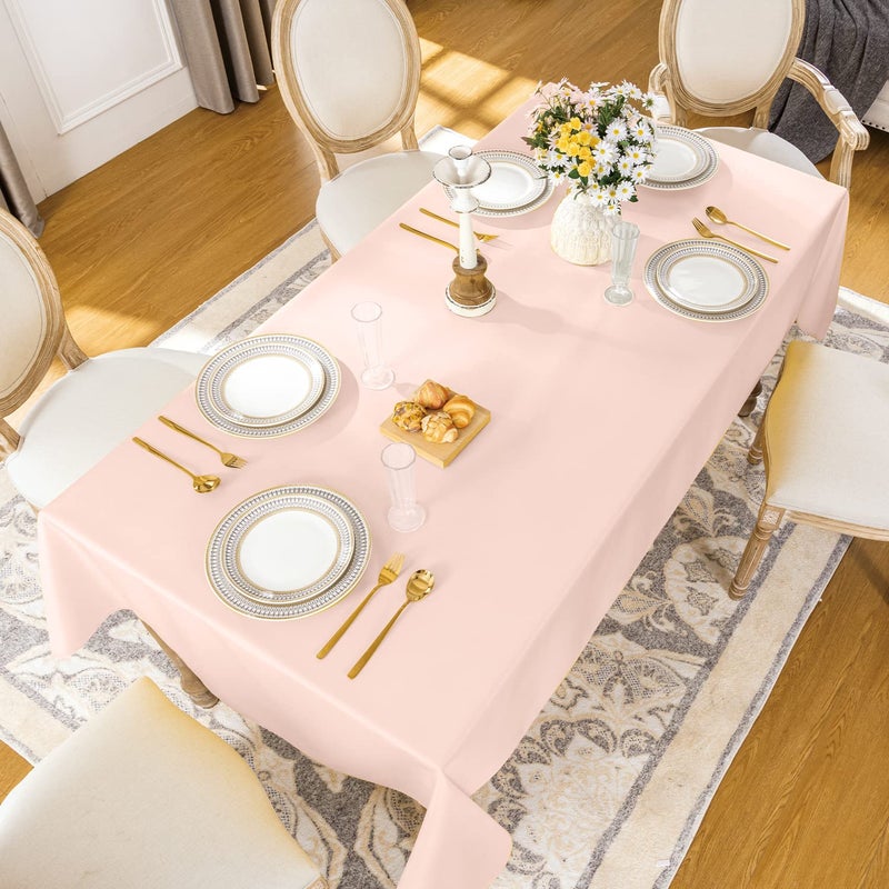 Softalker Rectangle Tablecloth  Waterproof & Stain Resistant Table Cloths Wrinkle Free Fabric Washable 210GSM Polyester Table Cover for Spring/Party/Outdoor - 60 x 102 inch Pink - Image 2