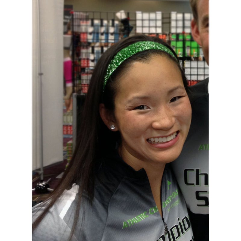 Sweaty Bands Womens Girls Headband - Non-Slip Velvet-Lined Sparkle Hairband - Viva Diva Lime Green 1-Inch - Image 2