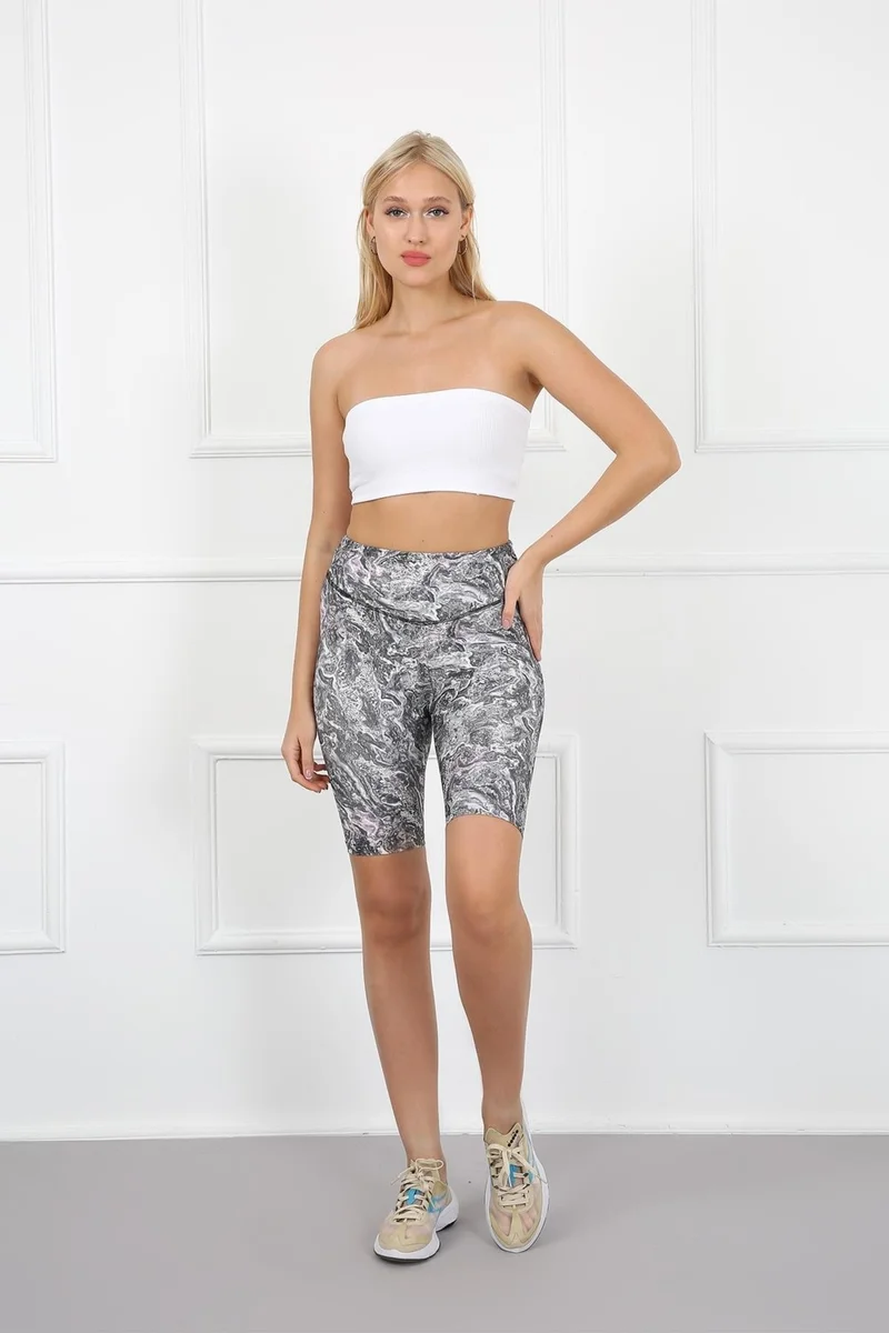 اروافيت 4025-96 Digital Printed High Waist Shorts and Tights