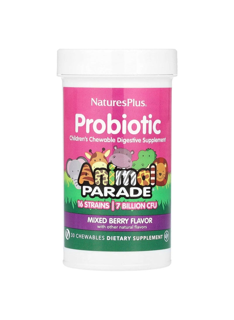 Probiotic, Children's Chewable Digestive Supplement, Mixed Berry, 7 Billion CFU, 30 Chewables