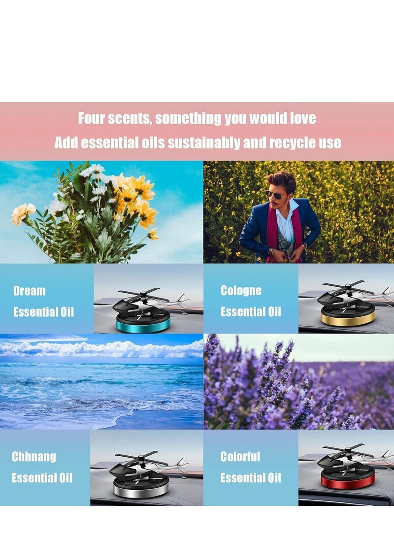 JAJEEK Solar Energy Rotating Helicopter Diffuser – Car Air Freshener, Long-Lasting Fragrance, Essential Oil Diffuser, Odor Eliminator, Home & Office Decor (Gold) - Image 4