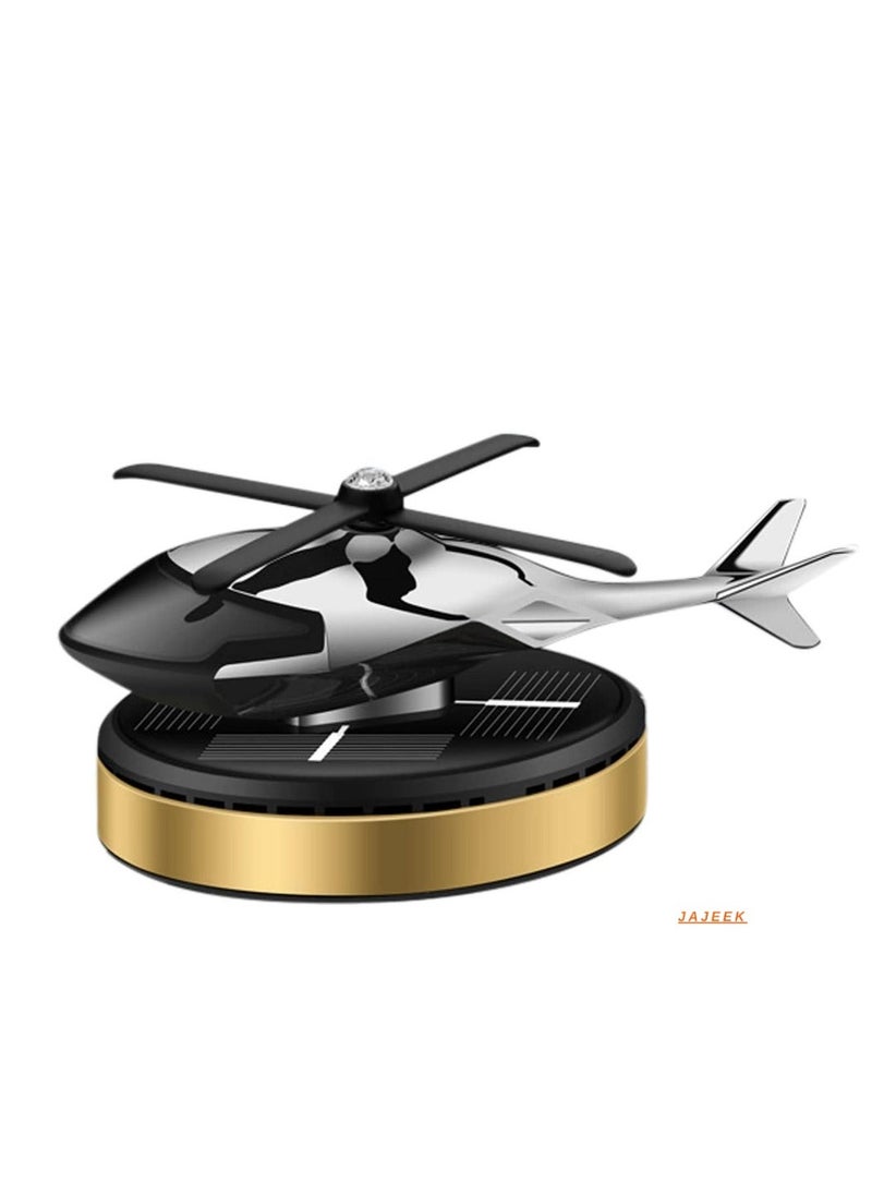 JAJEEK Solar Energy Rotating Helicopter Diffuser – Car Air Freshener, Long-Lasting Fragrance, Essential Oil Diffuser, Odor Eliminator, Home & Office Decor (Gold) - Image 1