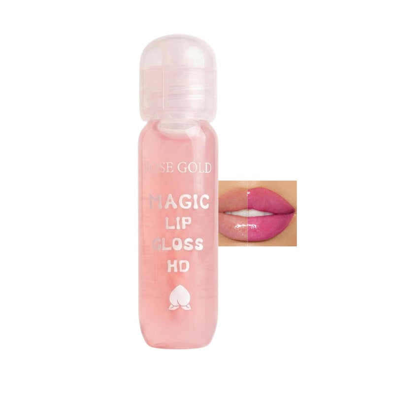 Hydrating Lip gloss, Lip Gloss Magic Colour Changing Long Lasting Lipgloss,Lip Balm Fruit-Flavored Lip Care Kit, Long Lasting Clear Nutritious Moisturizer Lip Balm (Peach)