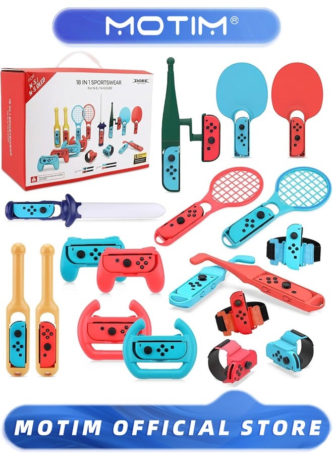 Motim 18 in 1 Switch Sport Accessories Bundle, Family Bundle Accessory Kit for Nintendo Switch Sports Games - Image 1
