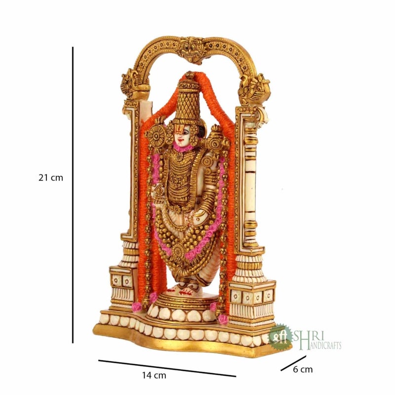 Profound Craft 8 Tirupati Balaji Fine Painting Idol Decorative Showpiece Handcrafted Balaji Murti for Home Office and Gifting Purpose Sculpture Golden Pack of 1 - Image 5