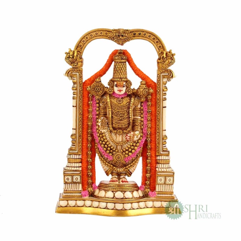 Profound Craft 8 Tirupati Balaji Fine Painting Idol Decorative Showpiece Handcrafted Balaji Murti for Home Office and Gifting Purpose Sculpture Golden Pack of 1 - Image 3