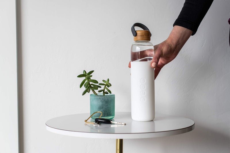 SOMA Glass Water Bottle with Silicone Sleeve  BPA-Free  White  25oz - Image 2