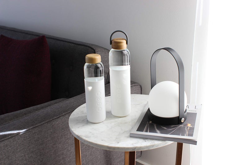 SOMA Glass Water Bottle with Silicone Sleeve  BPA-Free  White  25oz - Image 4