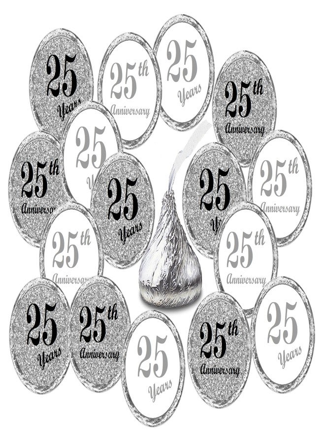 Creativity Labels 25th Anniversary Kisses Stickers, (Set of 216) Chocolate Drops Labels Stickers for 25th Wedding Anniversary, Party Favors Decor for Kisses. Made in USA - Image 1