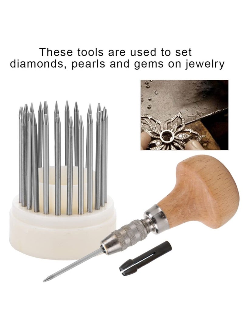 Excefore Jewelry Graver Tool, Diamond Bead Grain Tool, Metal Beading Tools Set Engraving Bead Grain Tool Diamond Stone Beads Setting Graver Jewellery Graver Tools for DIY Crafting Jewelry Making - Image 2