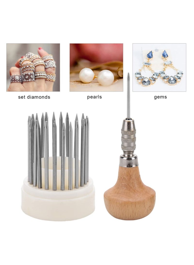 Excefore Jewelry Graver Tool, Diamond Bead Grain Tool, Metal Beading Tools Set Engraving Bead Grain Tool Diamond Stone Beads Setting Graver Jewellery Graver Tools for DIY Crafting Jewelry Making - Image 3