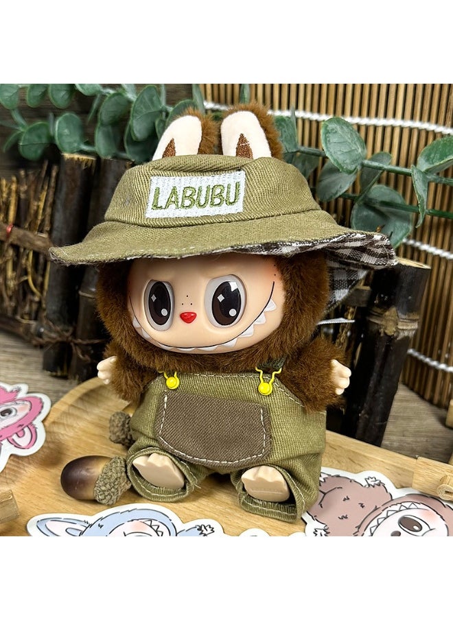 LABUBU LABUBU Universal Doll Outfit – Pocket Hunter Set with Fisherman Hat & Overalls – Fits Gen 1 & 2 Plush/Vinyl Dolls (Doll Not Included)  - Image 1