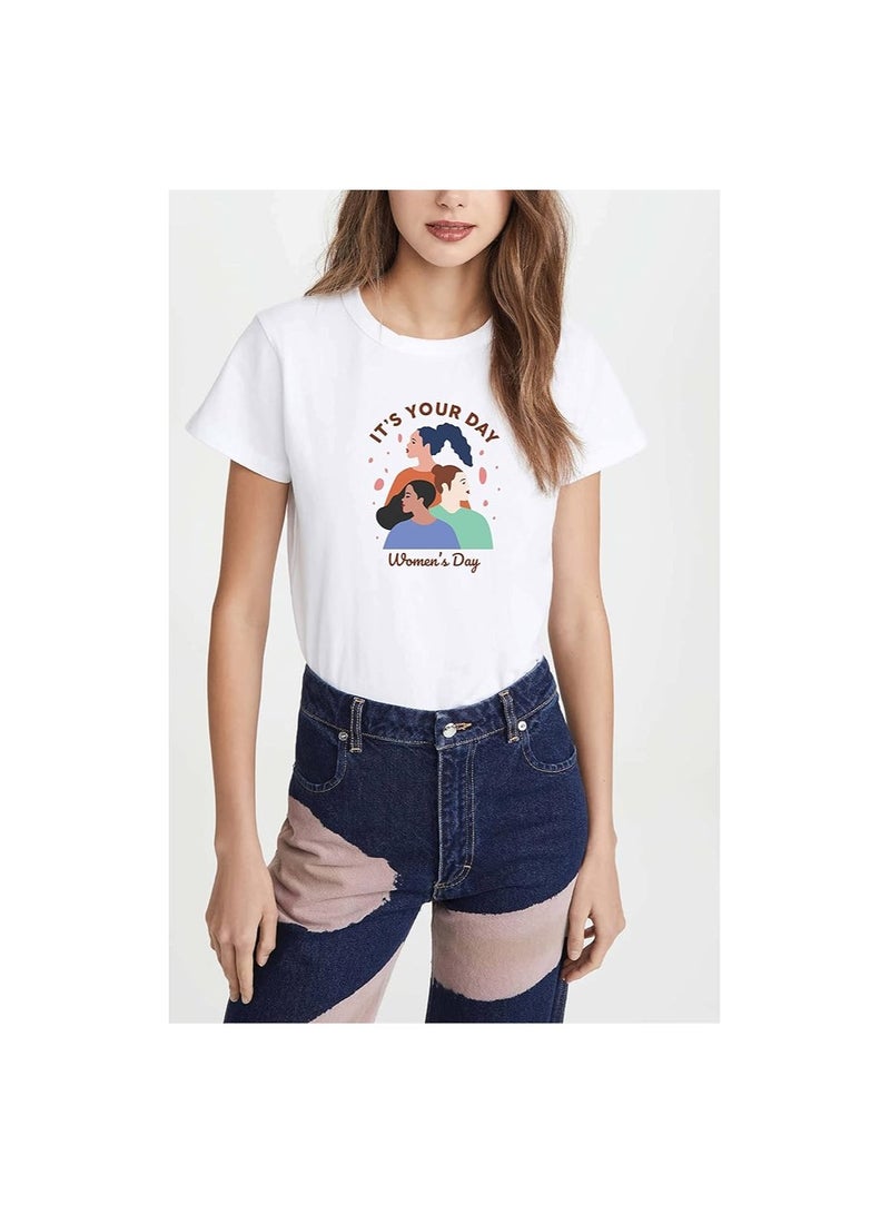 برينت شوب فور مي تي شيرت مطبوع برقبة دائرية لعيد المرأة للنساء والفتيات لإظهار هدية تمكين المرأة هدية للأخت هدية للأم هدية للزوجة هدية لصديقة - Image 2