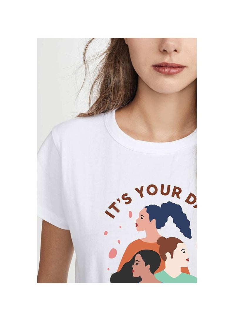 برينت شوب فور مي تي شيرت مطبوع برقبة دائرية لعيد المرأة للنساء والفتيات لإظهار هدية تمكين المرأة هدية للأخت هدية للأم هدية للزوجة هدية لصديقة - Image 4