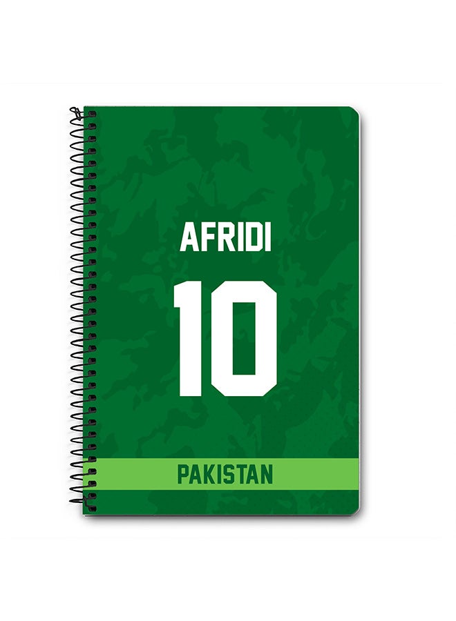 Stylizedd Designer A5 Spiral Notebook Memo Notepad Journal Player - AFRIDI, Jersey Number -10 - Image 1
