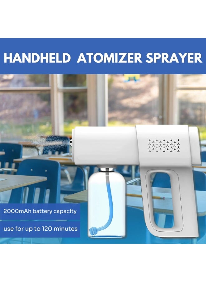 Nano Disinfectant Spray Gun - K5 Pro Cordless Fogger Machine - Versatile Barber Spray Bottle, Atomizer Sprayer for Perfume & Indoor Fogger - Sterilizer Gun & Fog Sanitizer Machine for Home (White)