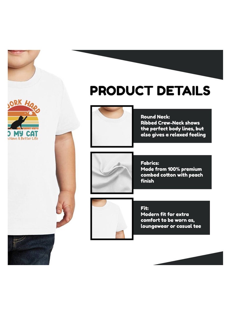 PRINTSHOP4ME International Cat Day Boys' T-Shirt–Round Neck|Soft Cotton Fabric With Cat Design|Comfortable Fit|Ideal For Casual Wear And Cat Lovers  - Image 5