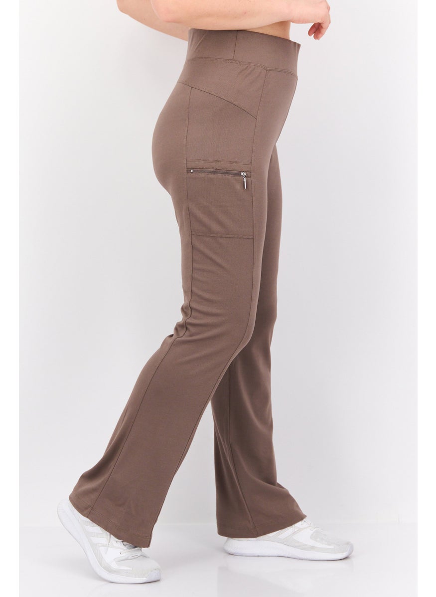 Tahari Sports - Women Sportswear Fit Training Pants, Brown - Image 1