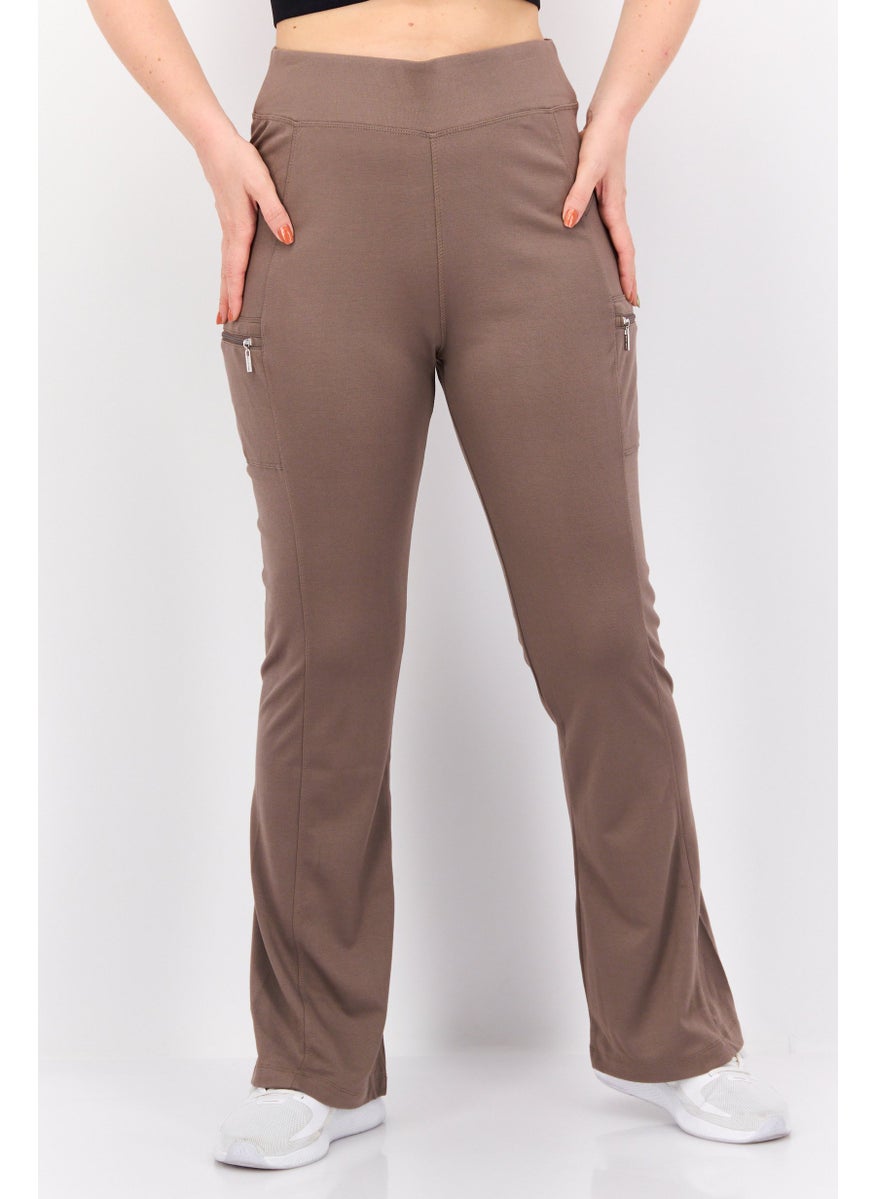 Tahari Sports - Women Sportswear Fit Training Pants, Brown - Image 1