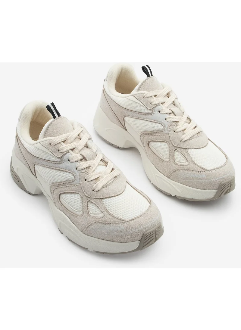 MARJIN Women's Sneaker Thick Sole Laced Mesh Detailed Sports Shoes Yuvez