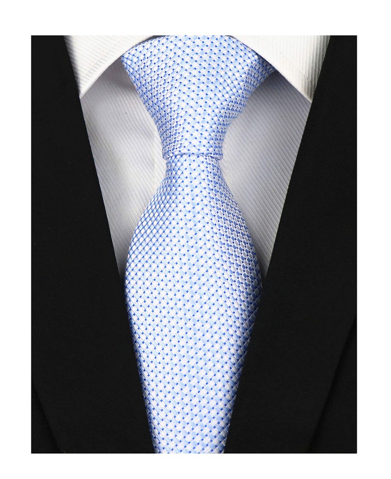 Secdtie Men Baby Blue White Silk Self Cravat Tie Ascot Beautiful Engagement Slim Necktie - Image 2