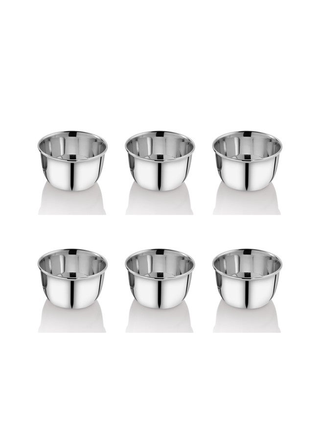 EMBASSY Vinod Vati/Curry Bowl, Size 3, 150 ml, 10 cms (Pack of 6, Stainless Steel) - Image 1