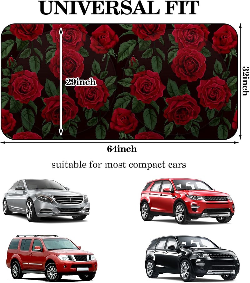 Woanger Windshield Sun Shade Foldable Car Front Window Covers for Car Accessories Sun Heat UV Rays Visor Protector Protection for Universal Cars SUV Truck (Rose) - Image 3