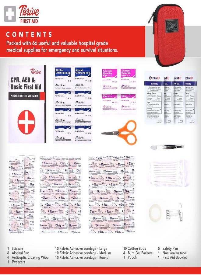 THRIVE - Thrive Travel Essentials Mini First Aid Kit - 66 FSA HSA Approved Products Includes Multi-Sized Bandage, Wipes, Safety Pins, and More (Shell) - Image 1