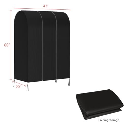 Zilink 43" Garment Rack Cover Dustproof Breathable Clothes Rack Cover Large Garment Bags Protector Cothing Rack with Cover with 2 Durable Zippers for Garment Rack, Black, (Rack Not Included) - Image 4