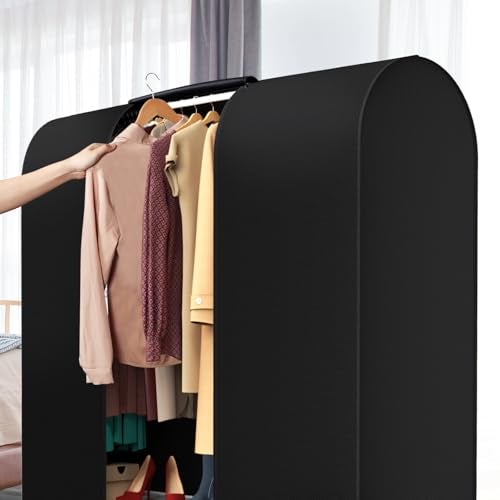 Zilink 43" Garment Rack Cover Dustproof Breathable Clothes Rack Cover Large Garment Bags Protector Cothing Rack with Cover with 2 Durable Zippers for Garment Rack, Black, (Rack Not Included) - Image 2