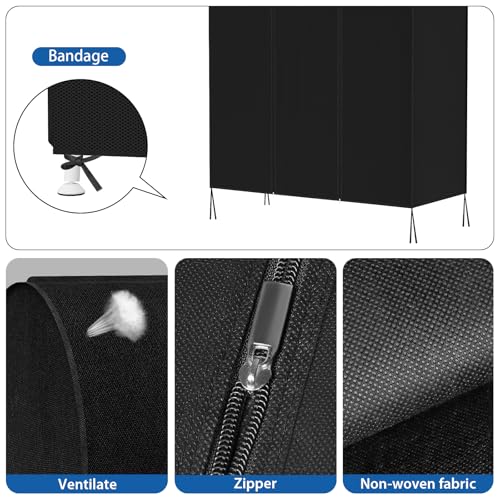 Zilink 43" Garment Rack Cover Dustproof Breathable Clothes Rack Cover Large Garment Bags Protector Cothing Rack with Cover with 2 Durable Zippers for Garment Rack, Black, (Rack Not Included) - Image 3