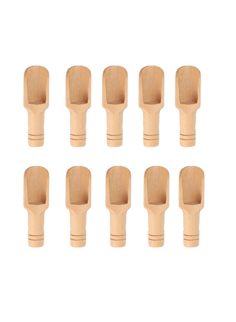 10-Piece Long Handle Wooden Spoon Seasoning Spoon Coffee Spoon Beige Beige  - Image 1