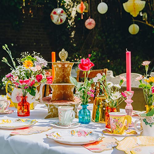 Talking Tables Tea Party Decorations Floral Paper Lantern Plates Vintage Party for Birthdays, Bridal shower, Baby shower, 3 Sizes, Pack of 3, Pastel colors, Model: - Image 3