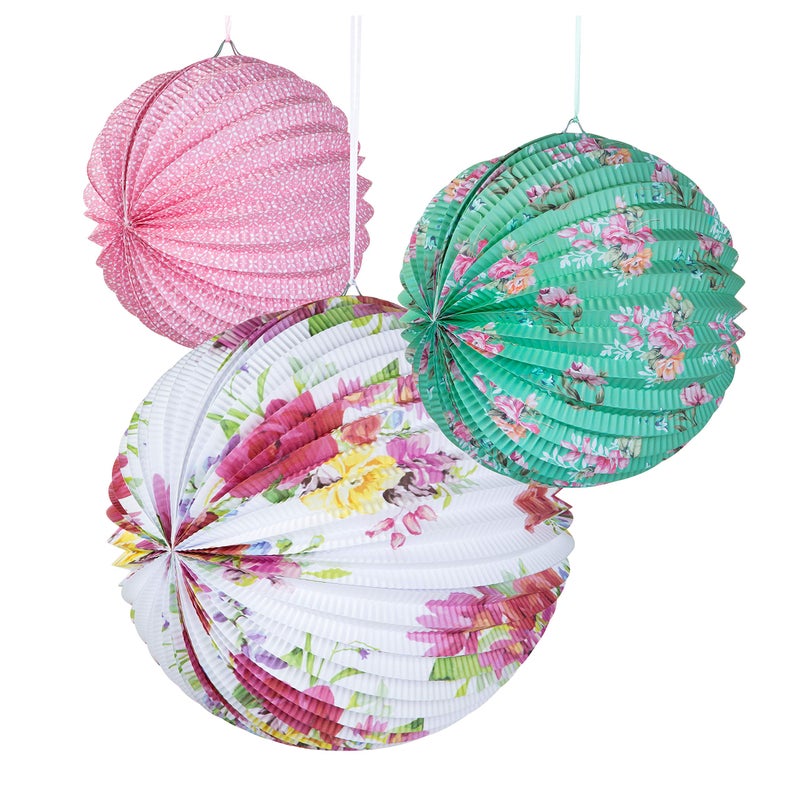 Talking Tables Tea Party Decorations Floral Paper Lantern Plates Vintage Party for Birthdays, Bridal shower, Baby shower, 3 Sizes, Pack of 3, Pastel colors, Model: - Image 2