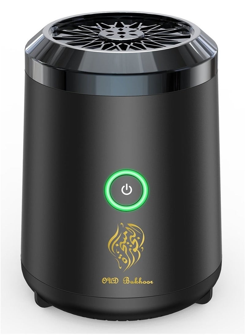 عود بخور - مبخرة كهربائية V5 قابلة لإعادة الشحن للسيارة والمنزل بمنفذ USB Type-C أسود - Image 1