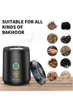 Oud Bukhoor electric incense burner V5 for car and home use with a USB Type-C port in black.  - Image 1